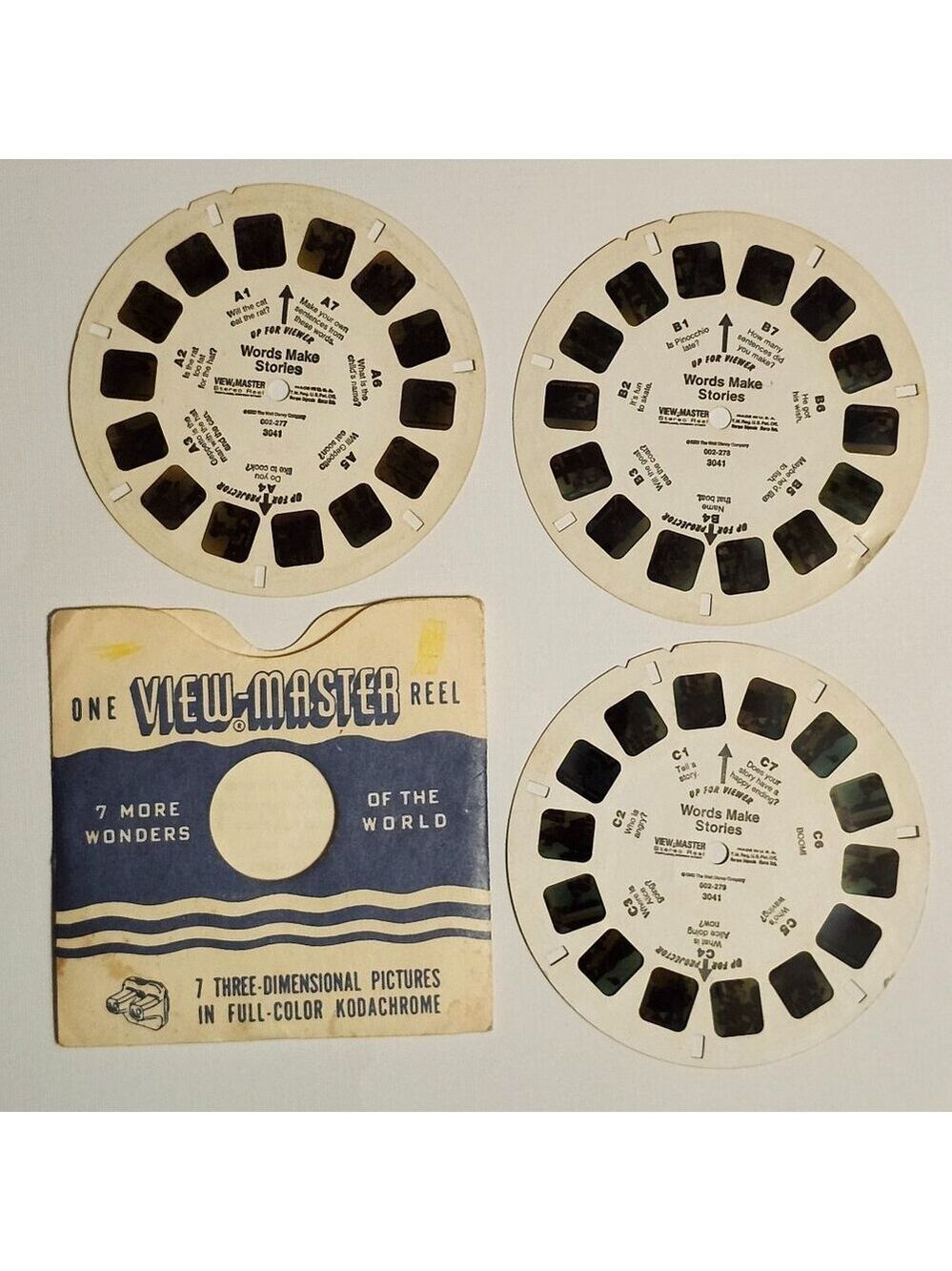 VINTAGE View Master Reels x 3 WORDS MAKE STORIES Pinocchio Walt Disney